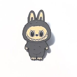 Labubu-Inspired Grey Kawaii Monster Enamel Pin